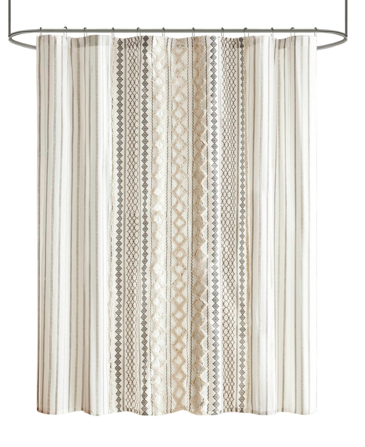 Ink+Ivy Imani Stripe Cotton Chenille Shower Curtain, 72" x