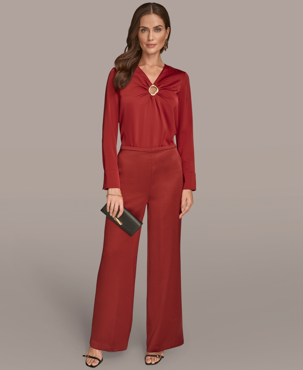 Donna Karan Women's Wide Leg Pants In Red
