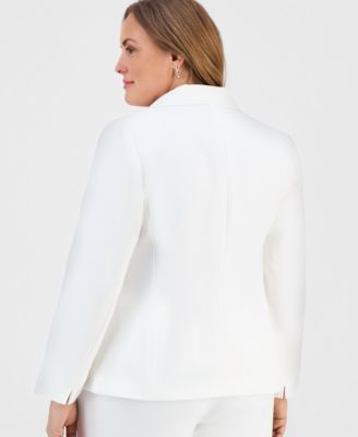 Plus Size Stretch Crepe Two-Button Blazer