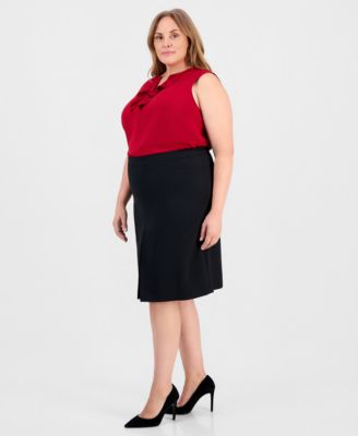 Plus Size Stretch Crepe A-Line Skirt