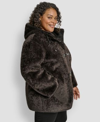 Plus Size Hooded Toggle Coat