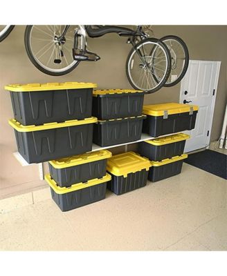 34 Gallon Durabilt Home Storage Container w/Lid, Black/Yellow (2 Pack