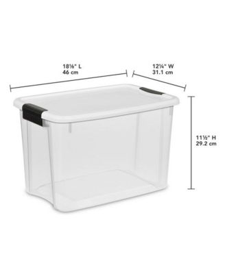 30 Qt Clear Plastic Stackable Storage Bin w/ Latch Lid, White (6 Pack)