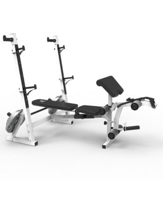 Olympic Weight Bench, Home Gym Exercise Equipment Workout Machine, White