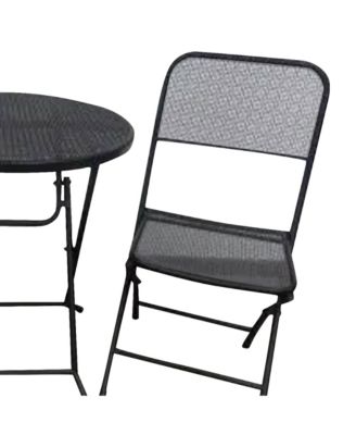 Padova Foldable 3 Piece Steel Bistro Dining Set, Black