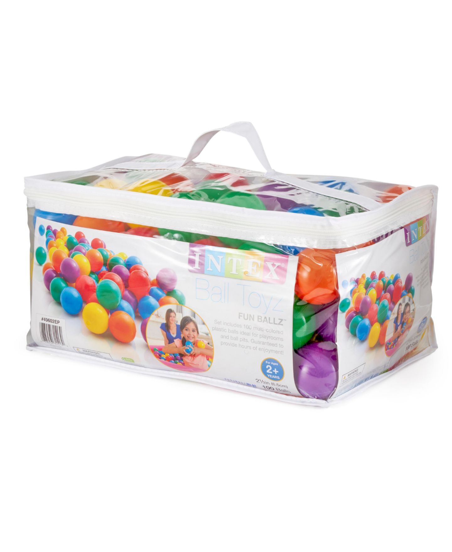 Детские игрушки Intex Fun Ballz 2.5" Multi-Colored Plastic Balls, 100-Pack, Ages 3+ — фото 10