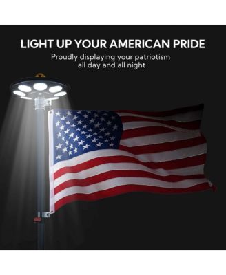 Solar Flag Pole Light 136 LED 2600mAh Bright White 7000K for 15 to 30 Ft Poles