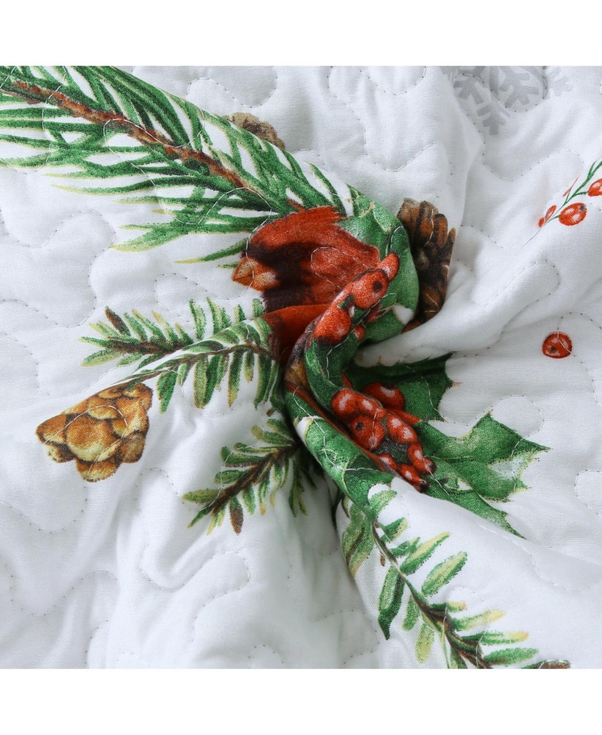 MarCielo 3 Pcs Winter Cardinals Christmas Quilt Bedspread Set C79