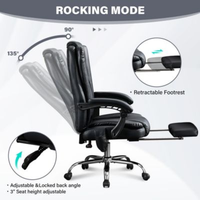 Massage Office Chair with Heat and 6 Vibration Points,Executive Office Chair with Foot Rest and Padded Armrests