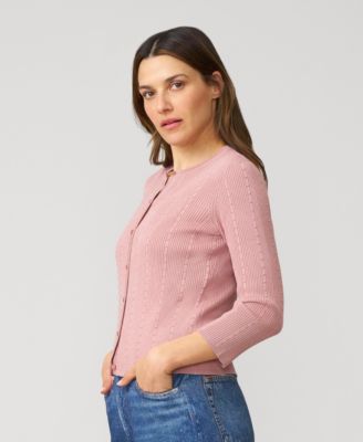 Women's Textured Rib Crewneck Cardigan