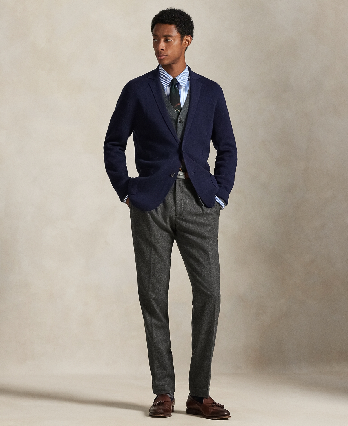 Polo Ralph Lauren Men's Merino Long Sleeve Blazer Cardigan In Blue