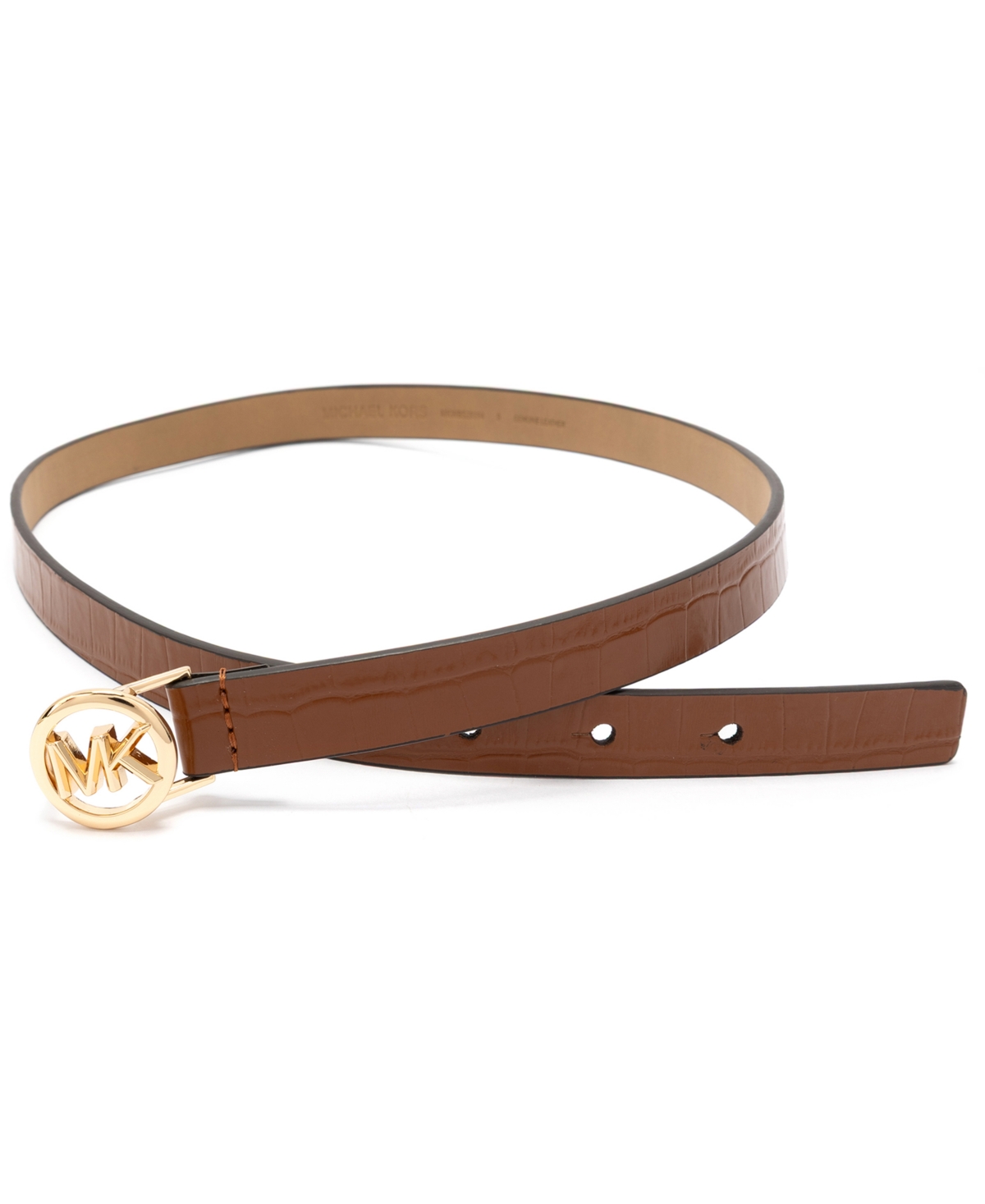 Michael Kors Logo Skinny Leather Belt In Brown
