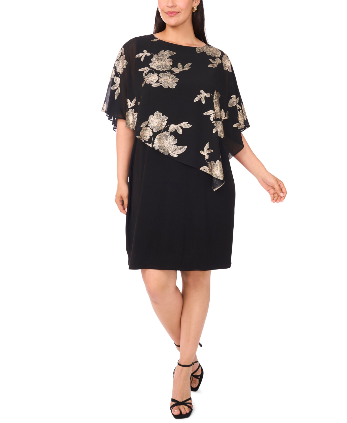 Msk Plus Round Neck Overlay Dress