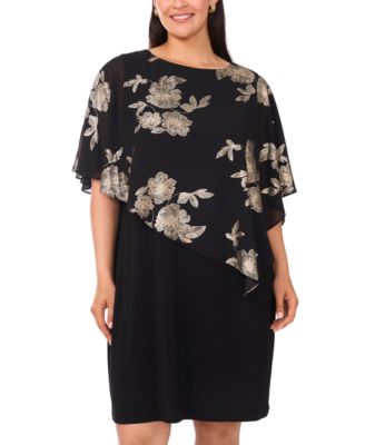 Plus Size Round Neck Overlay Dress