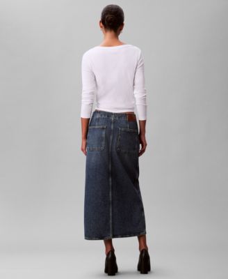 Women's Denim Maxi Carpenter Skirt