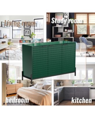 Modern Storage Cabinet with Adjustable Shelves, 49IN Accent Cabinet with 3 Doors, Decorative Cabinets for Living Room, Kitchen, Office