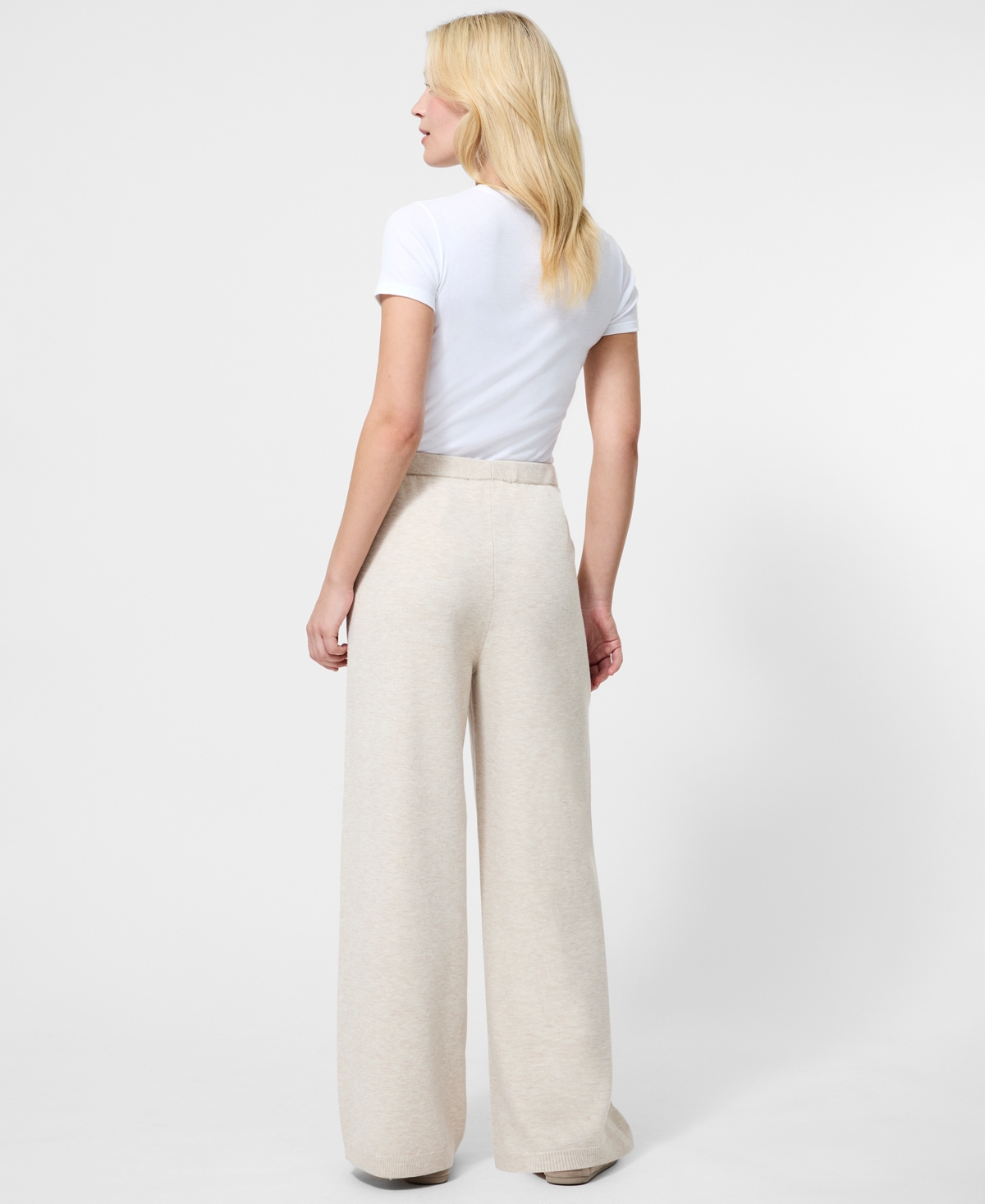 French Connection Marley Knit Wide Leg Pants In White