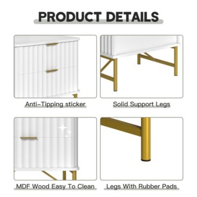 2-Drawer Nightstand with Metal Base