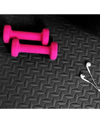 96 Sq Ft Interlocking Exercise Mat Tiles, Black (2 Pack)