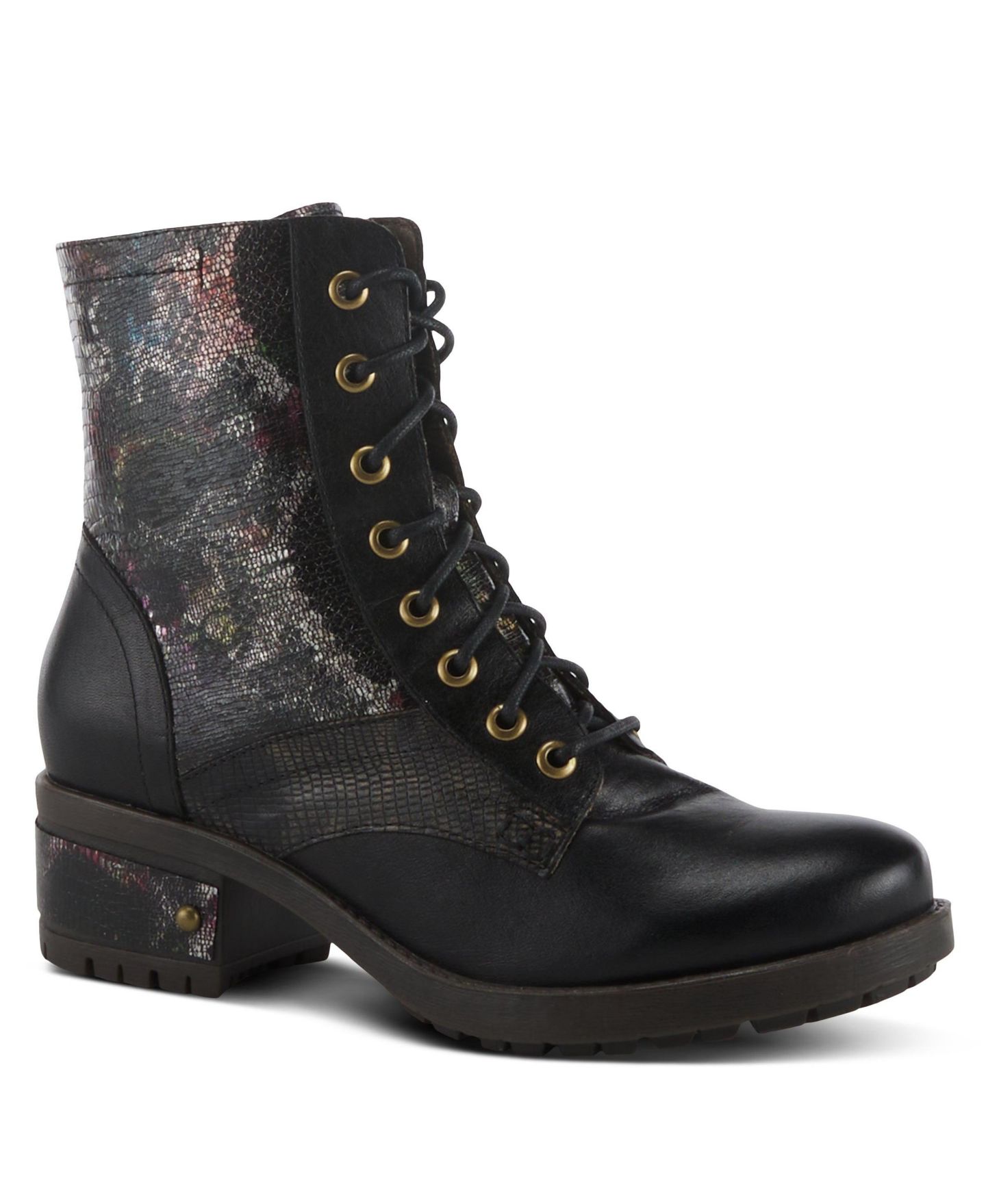 Женские ботинки L'Artiste Spring Step Marty-Met Heeled Bootie with Metallic Vamp, цвет: Чёрный разноцветный — фото 1