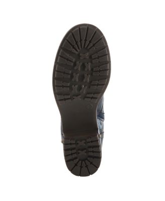 L Artiste Women s MARTY-MET Lace-Up Floral Metallic Boots with Faux Snakeskin Texture and Embossed Heel