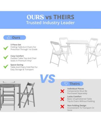 Kids 5 Piece Folding Table And Chair Set - Kids Activity Table Set