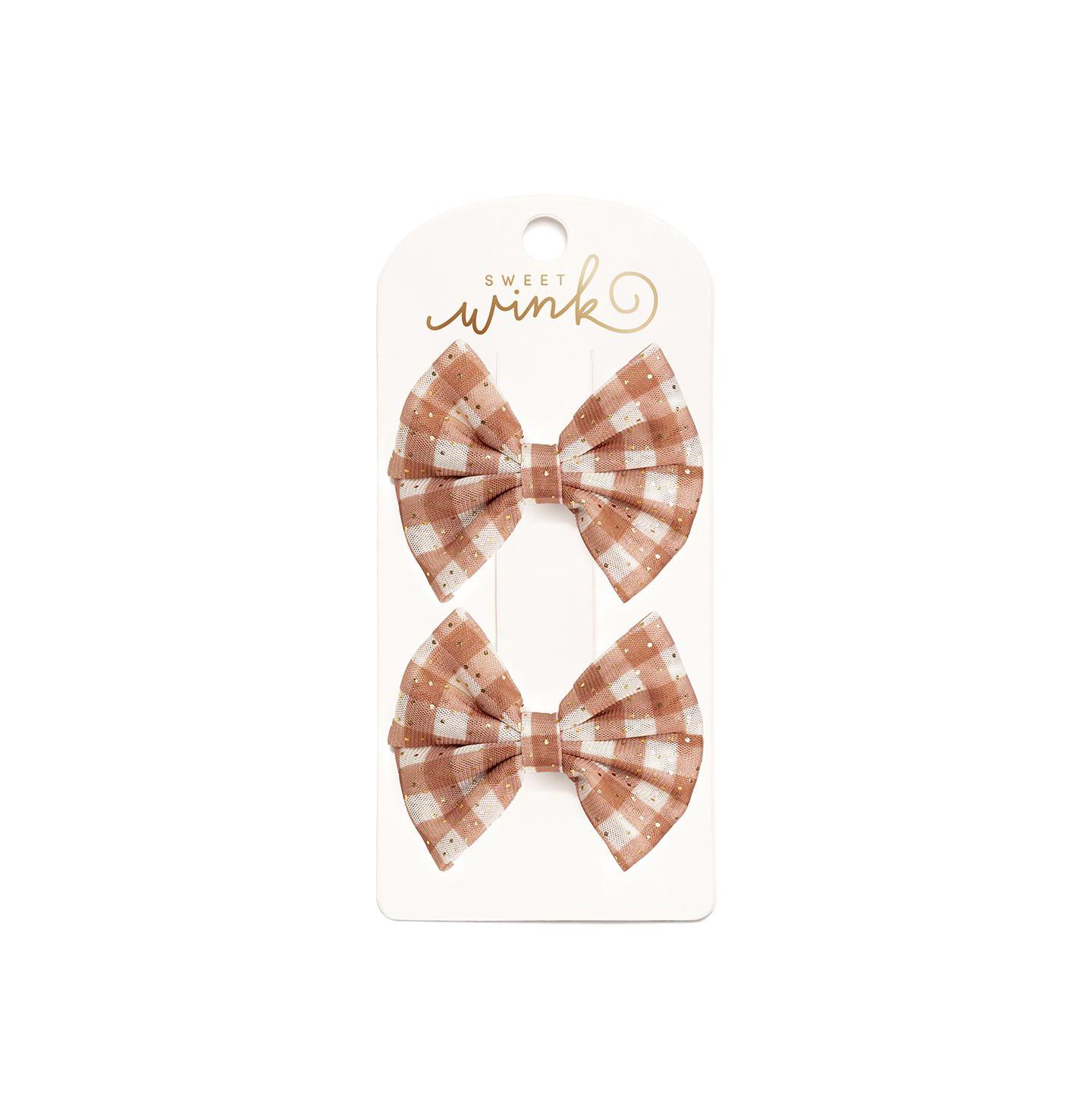 Аксессуары для волос Sweet Wink Gingham Printed Tulle Bow Clip Set для девочек, цвет: Разноцветный — фото 1