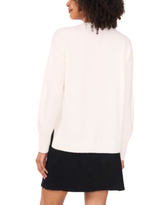 Women's Crewneck Embellished Sequin Floral Long-Sleeve Sweater