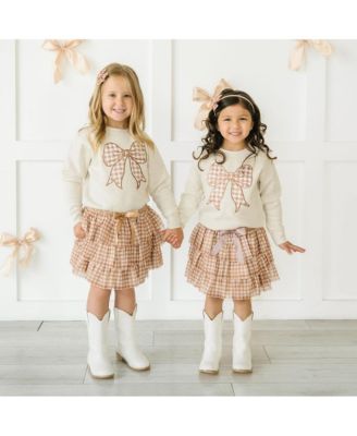 Child Girl's Gingham Printed Tulle Bow Headband