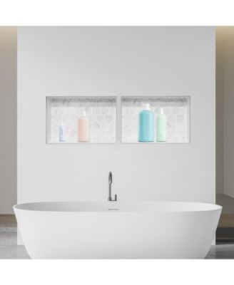 Double Recessed Shower Niche Wall Shelf for Bathroom Storage and Organization