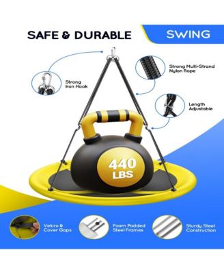 43" Saucer Swing (Kids & Adults): 700lbs Capacity, Waterproof, Adjustable Hanging Straps – Backyard/Indoor/Outdoor.