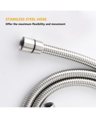 10" Brushed Nickle Roud Rain Shower head and Handheld Shower Head Set, Silver