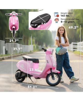 24V Kids Motorcycle with Rear Suspension, Lights for 8-12 Years,