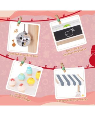 Kids Wooden Ice Cream Cart with Chalkboard & Storage – White