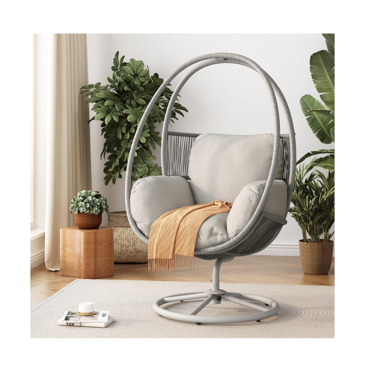 Chic Crate - Contemporary Reno Outdoor Wicker Swivel Lounge Chair with Durable Aluminum Frame and Stylish Design