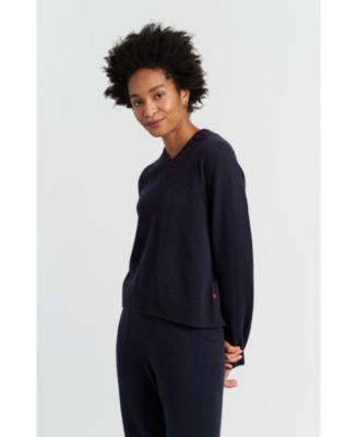 Women's Wool-Cashmere Ribbed V-neck Sweater