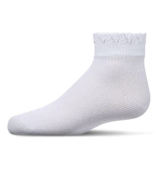Little Girls Crochet Ruffle-Trim Mercerized Cotton Blend Ankle Sock