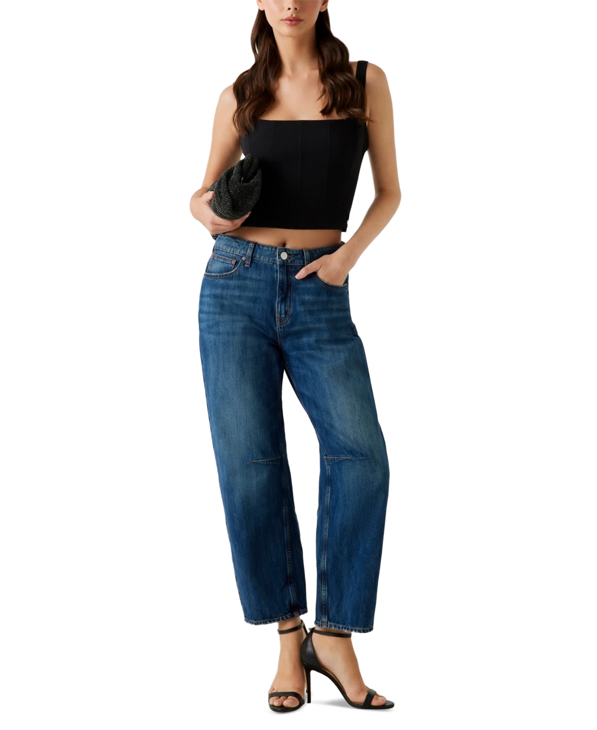Guess Women's Barrel Fit High Rise Jeans In Blue