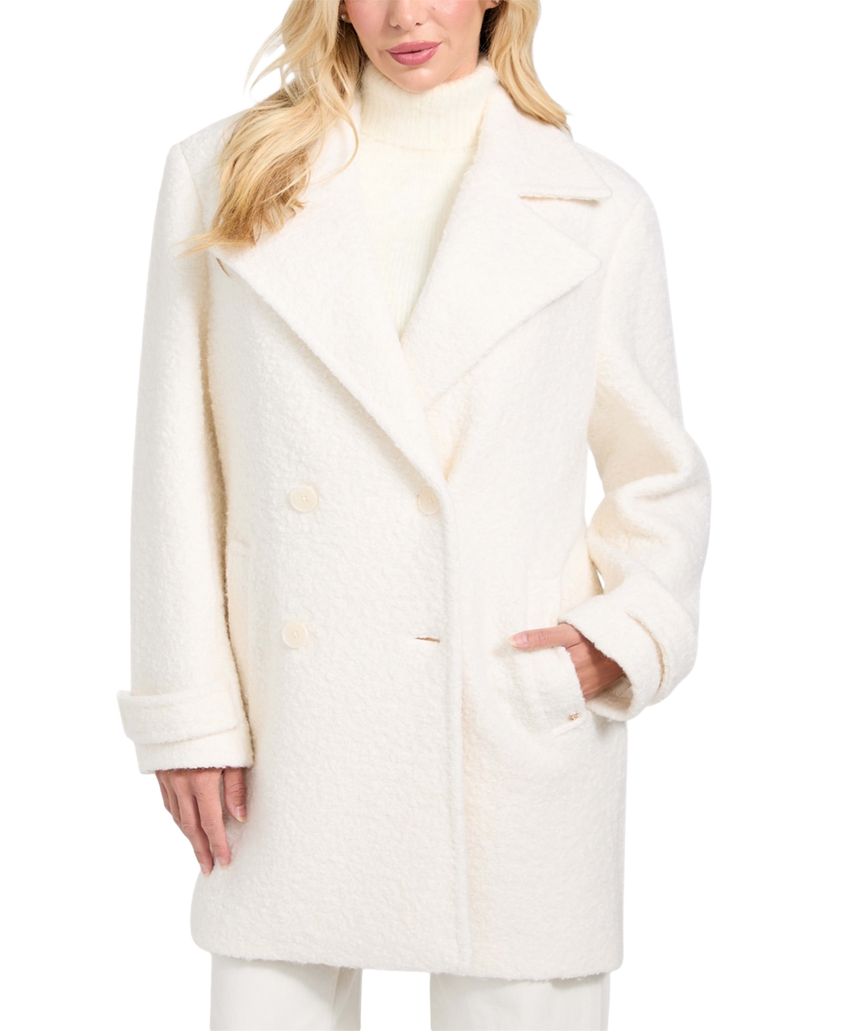 Guess Women's Leona Notch Collar Long Sleeve Peacoat