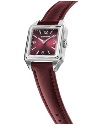 Women's 1917 Swiss Quartz Cherry Leather Watch, 25 x 34.1mm