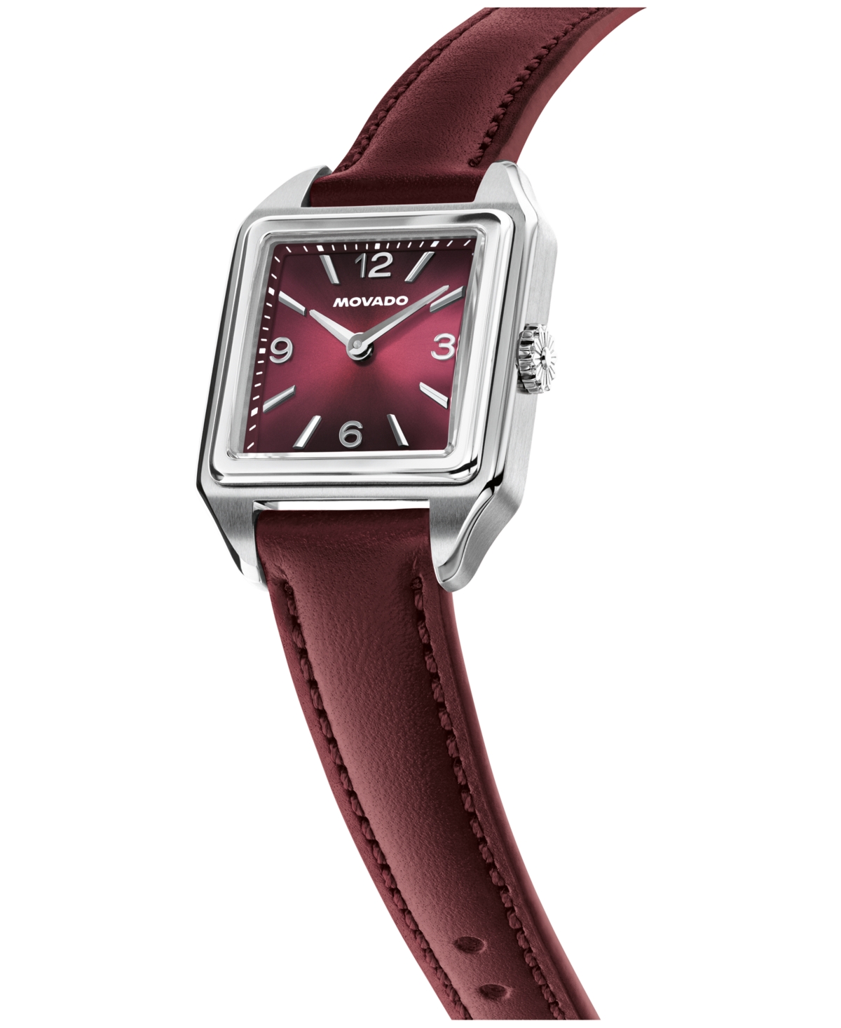 Movado Women's 1917 Swiss Quartz Cherry Leather Watch, 25 X 34.1mm In Red