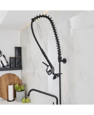 Commercial Restaurant Pull Down 2-Handle Wall Mount Pre-Rinse Spray Utility Kitchen Faucet