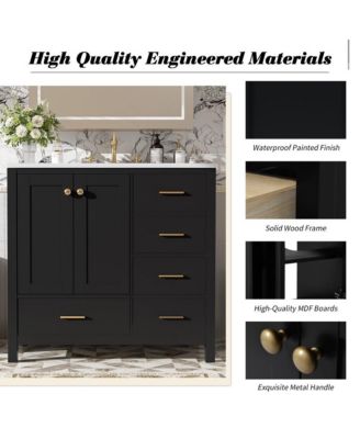 Bathroom Vanity Ceramic Sink - Black