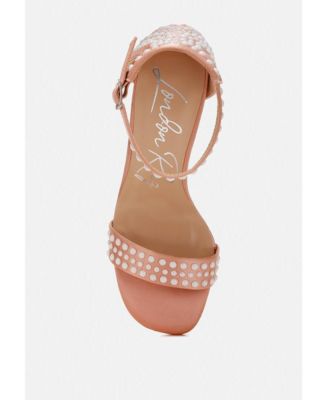 Womens Klebba Pearls Embellished Satin Sandals