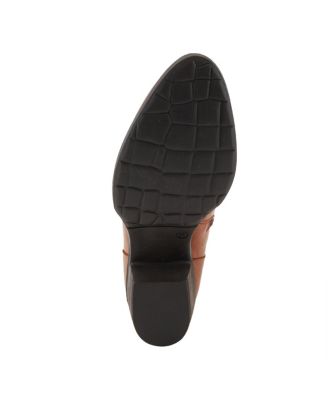 Garibaldi Leather Mid Boot with Decorative Lace and Button Detail on Block Heel