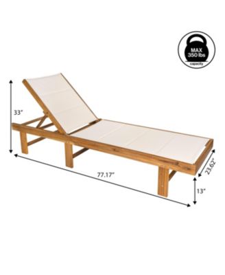 Mallorca Modern Classic Foldable Adjustable Wood Chaise Outdoor Lounge Chair with Cushion & Wheels