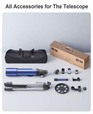 80mm Astronomical Refractor Telescope for Beginners with 150× Magnification, Adjustable Tripod, Phone Adapter and Carry Bag