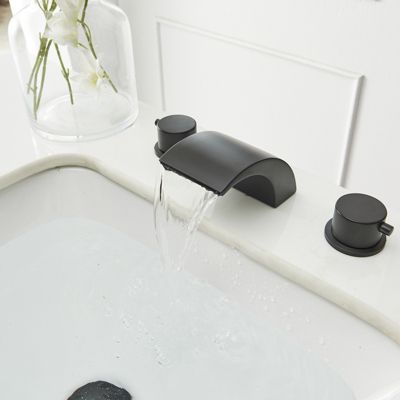 8 in. Widespread 2-Handle Bathroom Faucet With Led Light And Pop Up Drain in Matte Black
