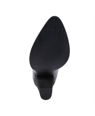 L Artiste Women s FOXGLOVE Leather Pumps with Floral Butterfly Art, Ankle Strap, and Stacked Western Heel