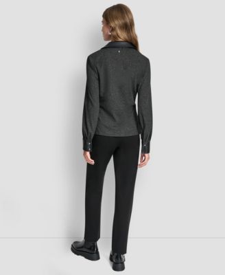 Women's Knit Twist Front V-Neck Top